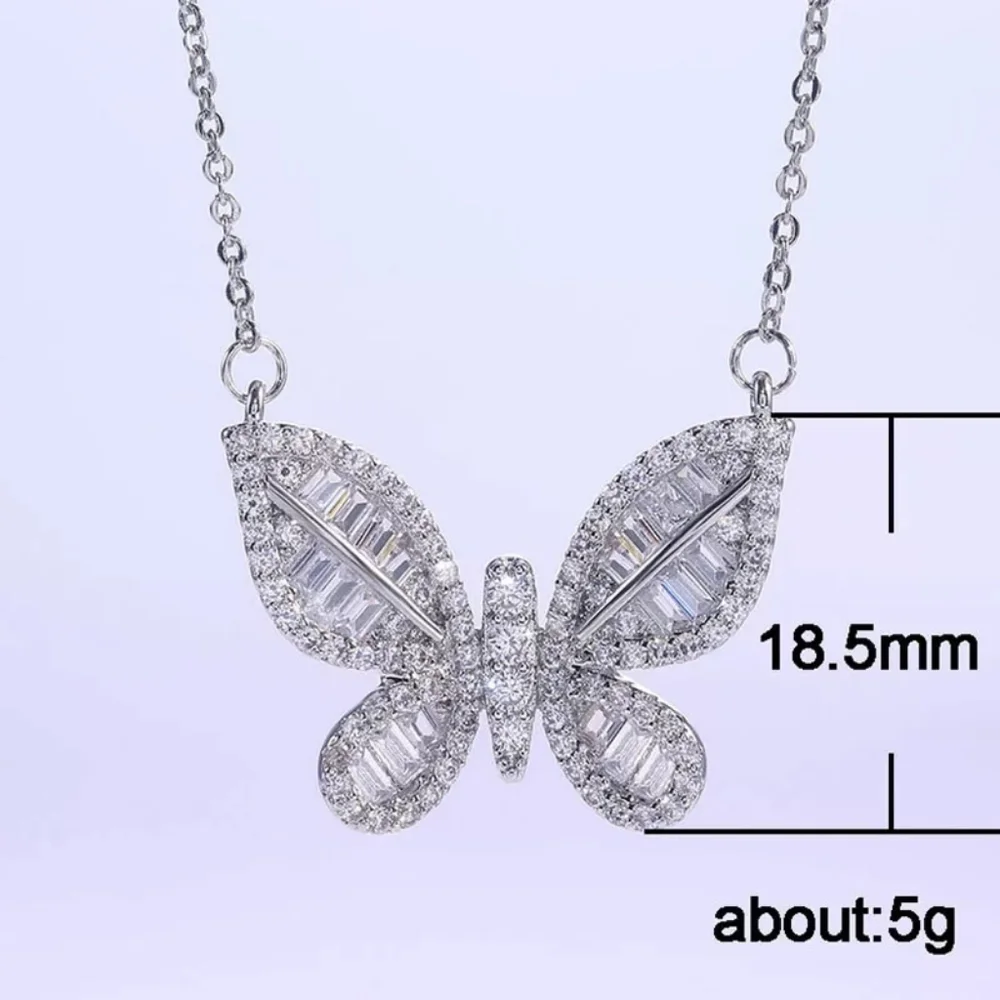 Silver Butterfly Diamond Necklace - Picture 2 of 3
